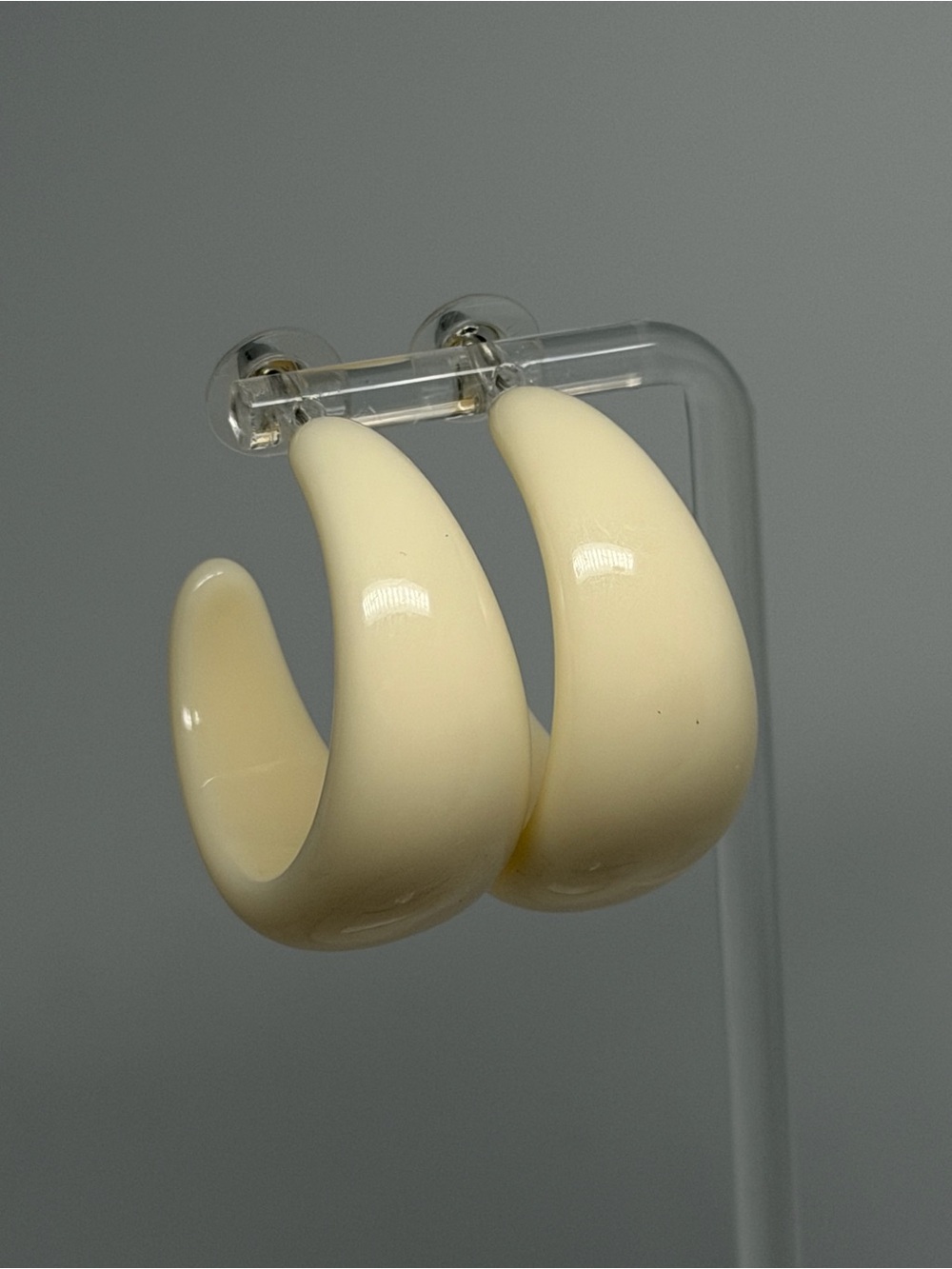 925 Sterling Silver needle post in Classic Cream C Hoop Earrings - Women Jewelry